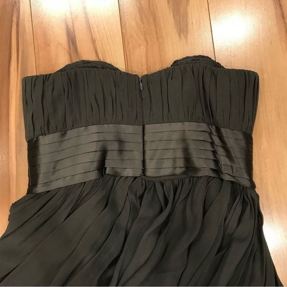 VIVIANNE TAM DRESS SILK GREY GRAY LAYERS FLOWY BABYDOLL SWEETHEART STRAPLESS - Picture 4 of 15